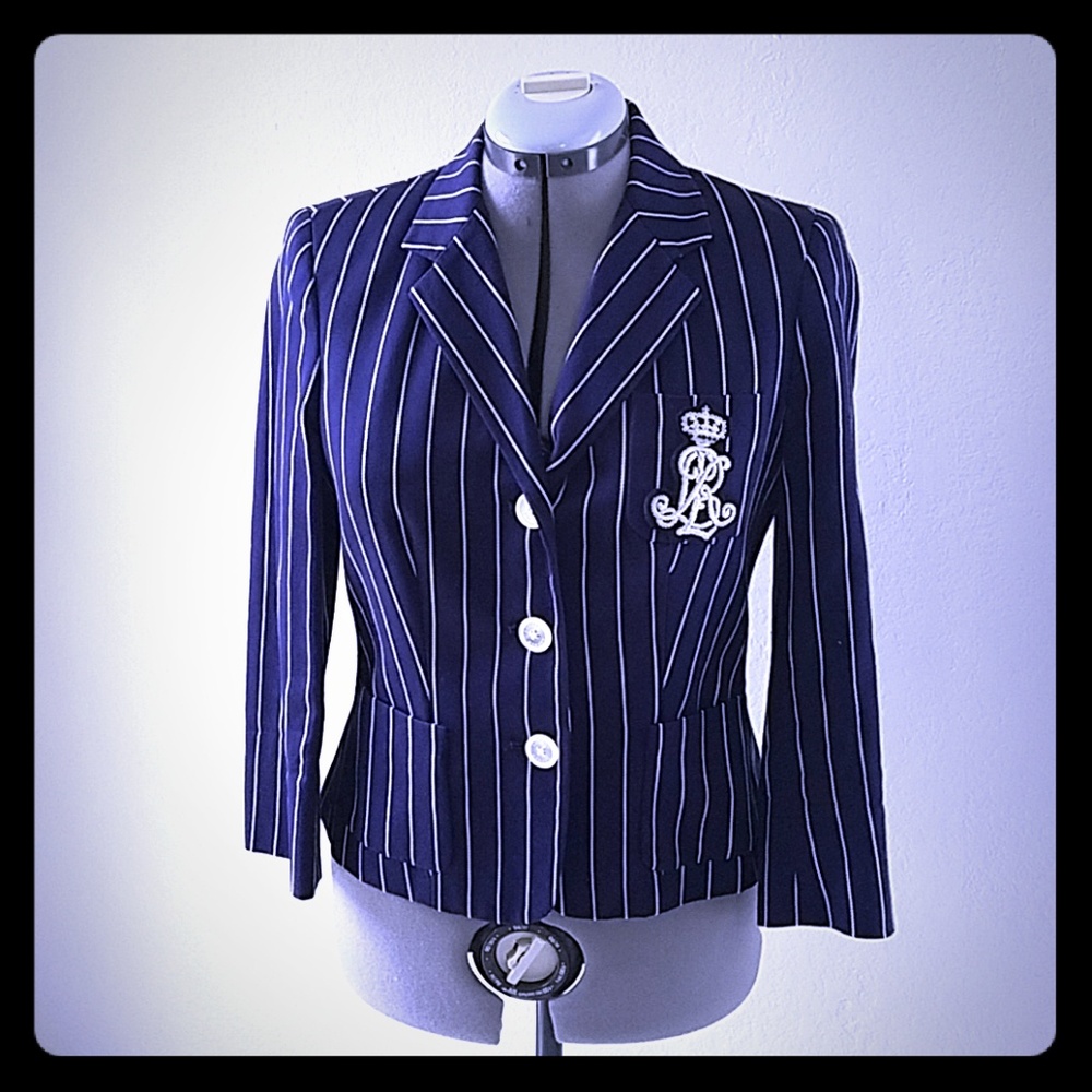 Lauren Ralph Lauren navy striped blazer Crest 8P